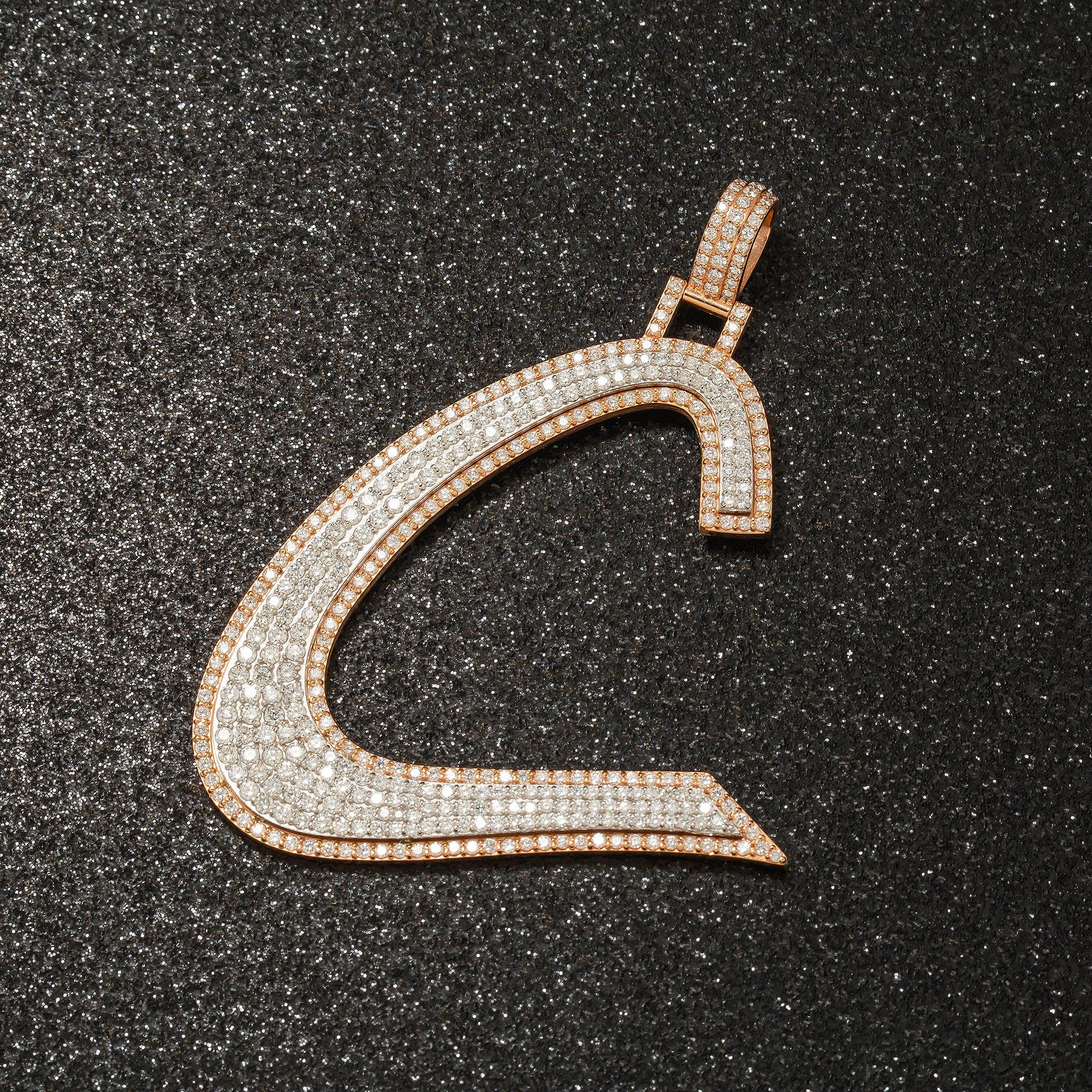 14K ROSE GOLD DIAMOND INITIAL C PENDANT