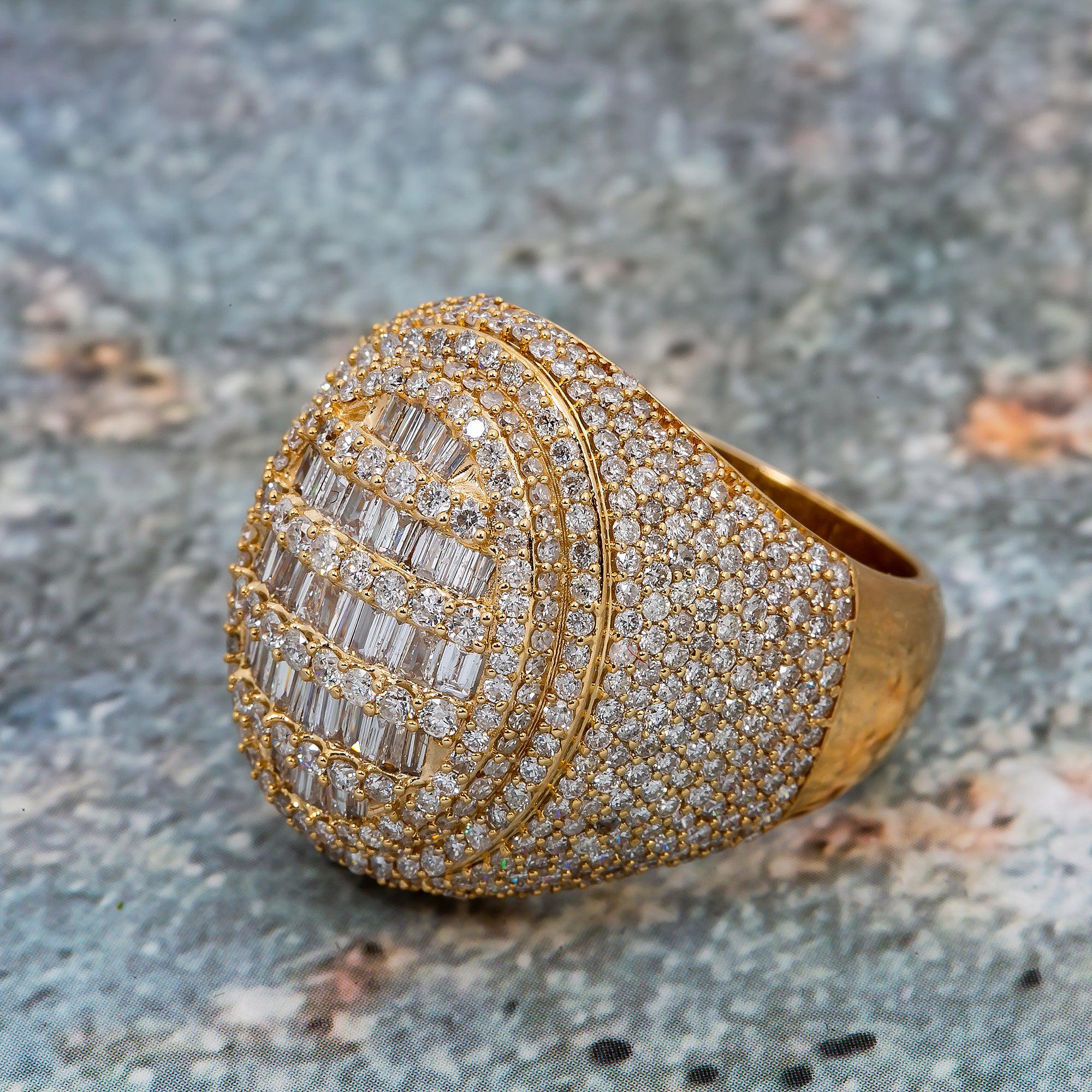 14K YELLOW GOLD MEN'S RING WITH 4.72 CT DIAMONDS