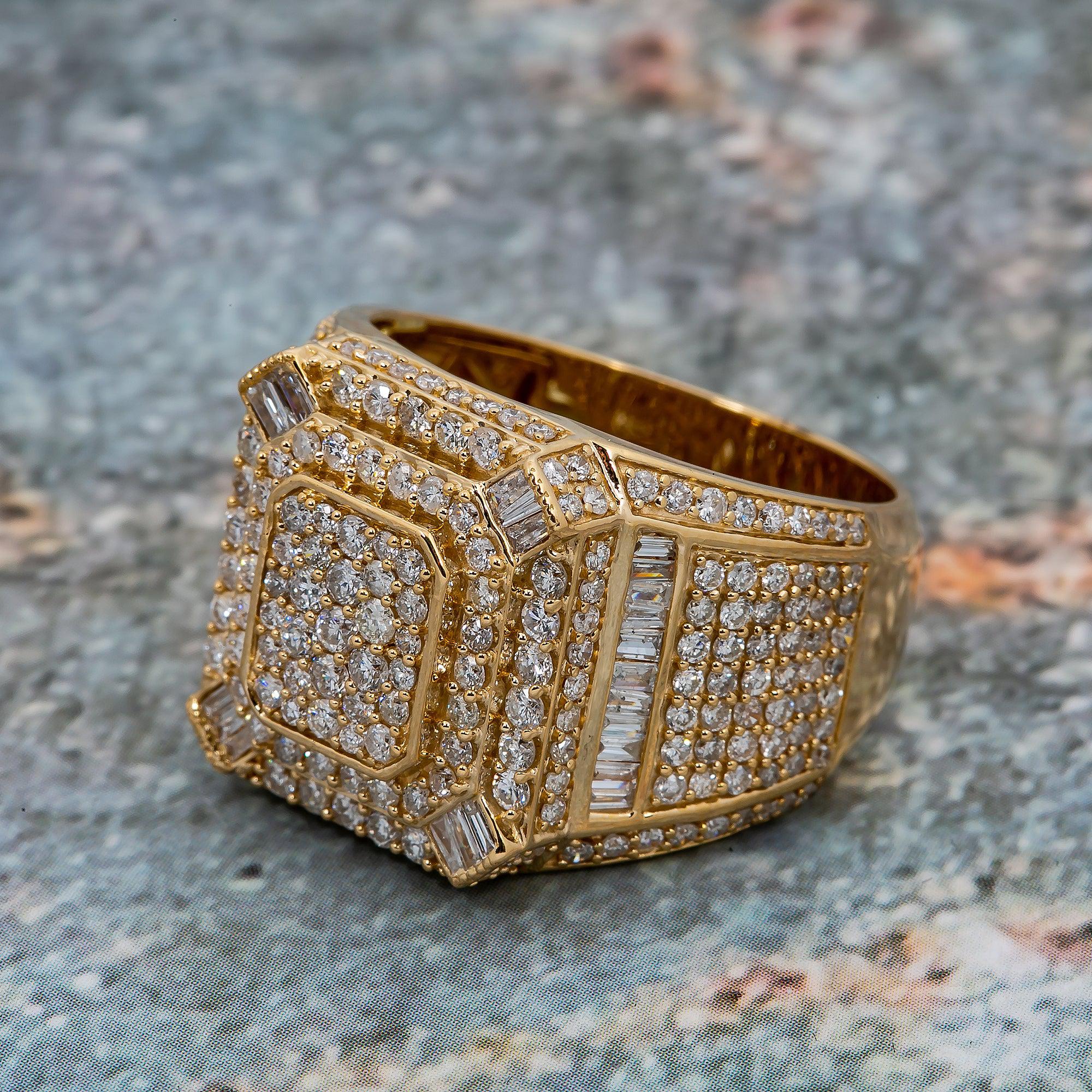 14K YELLOW GOLD MEN'S RING WITH 2.78 CT DIAMONDS