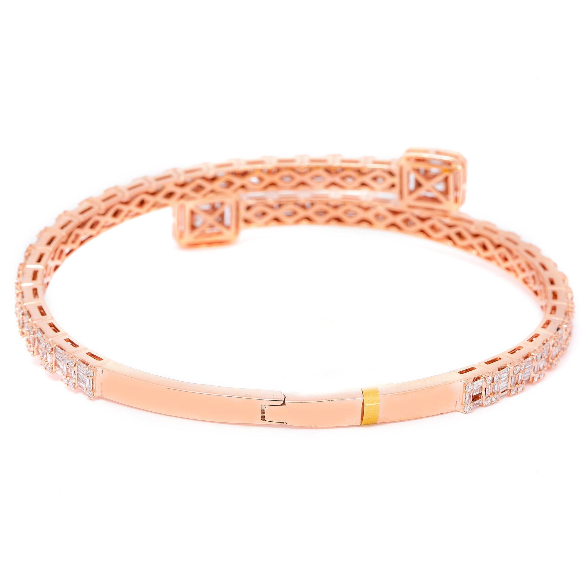 14K ROSE GOLD MEN'S BRACELET WITH 4.35 BAGUETTE CT DIAMONDS