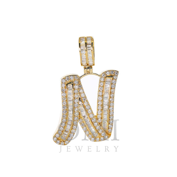 14K YELLOW GOLD UNISEX LETTER N WITH 2.57 CT DIAMONDS