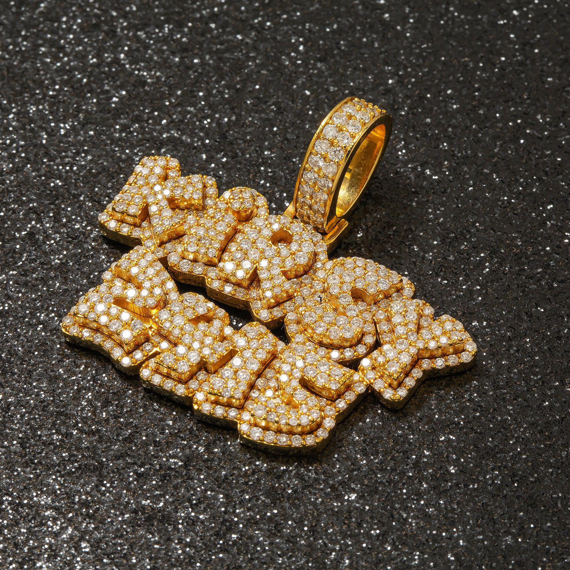 14K YELLOW GOLD DIAMOND NAME PENDANT 2.50 CT