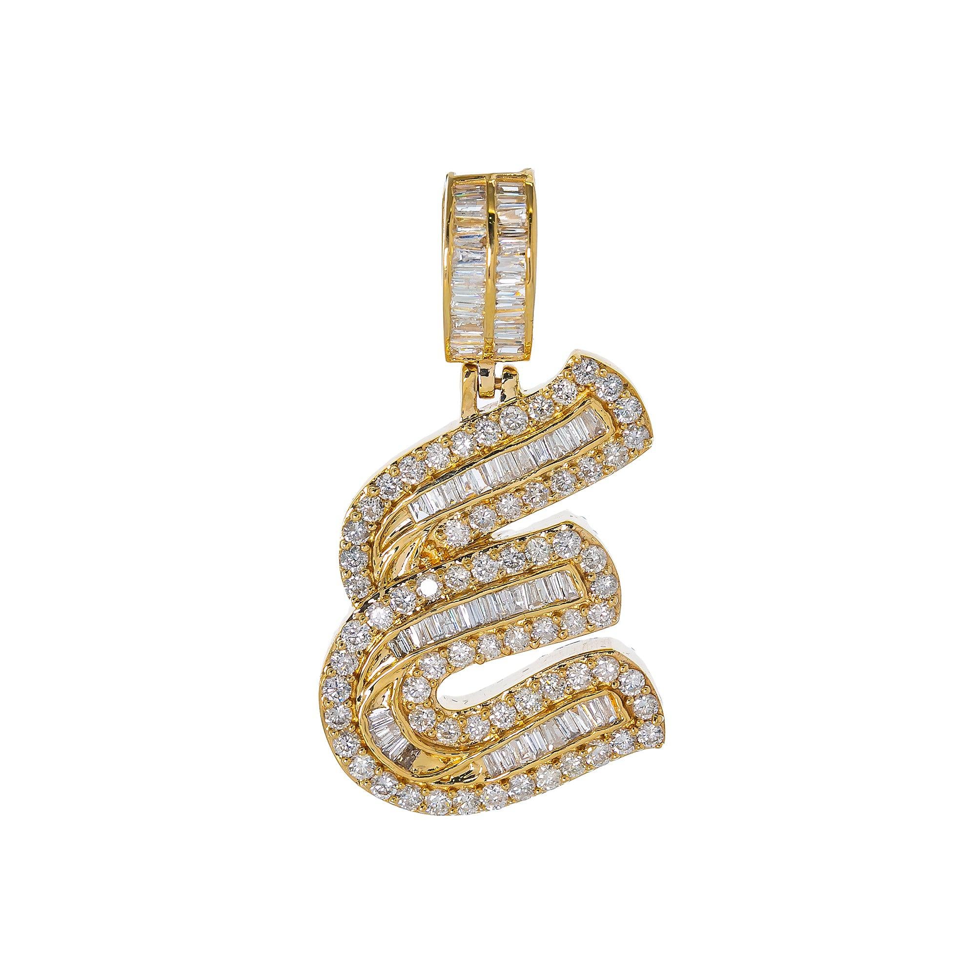 14K YELLOW GOLD UNISEX LETTER E WITH 2.01 CT DIAMONDS