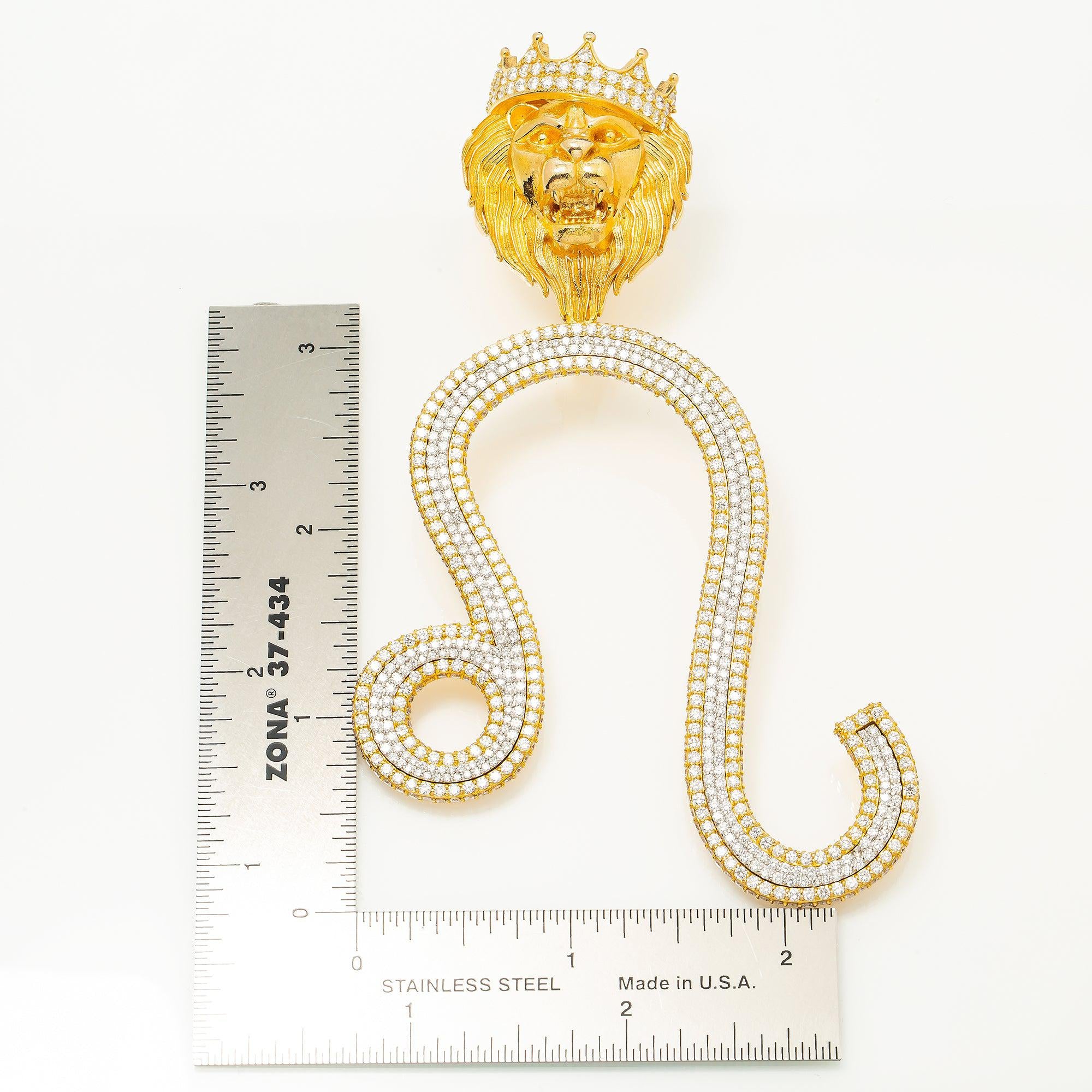 14K YELLOW GOLD DIAMOND LEO SIGN PENDANT 8.25 CT