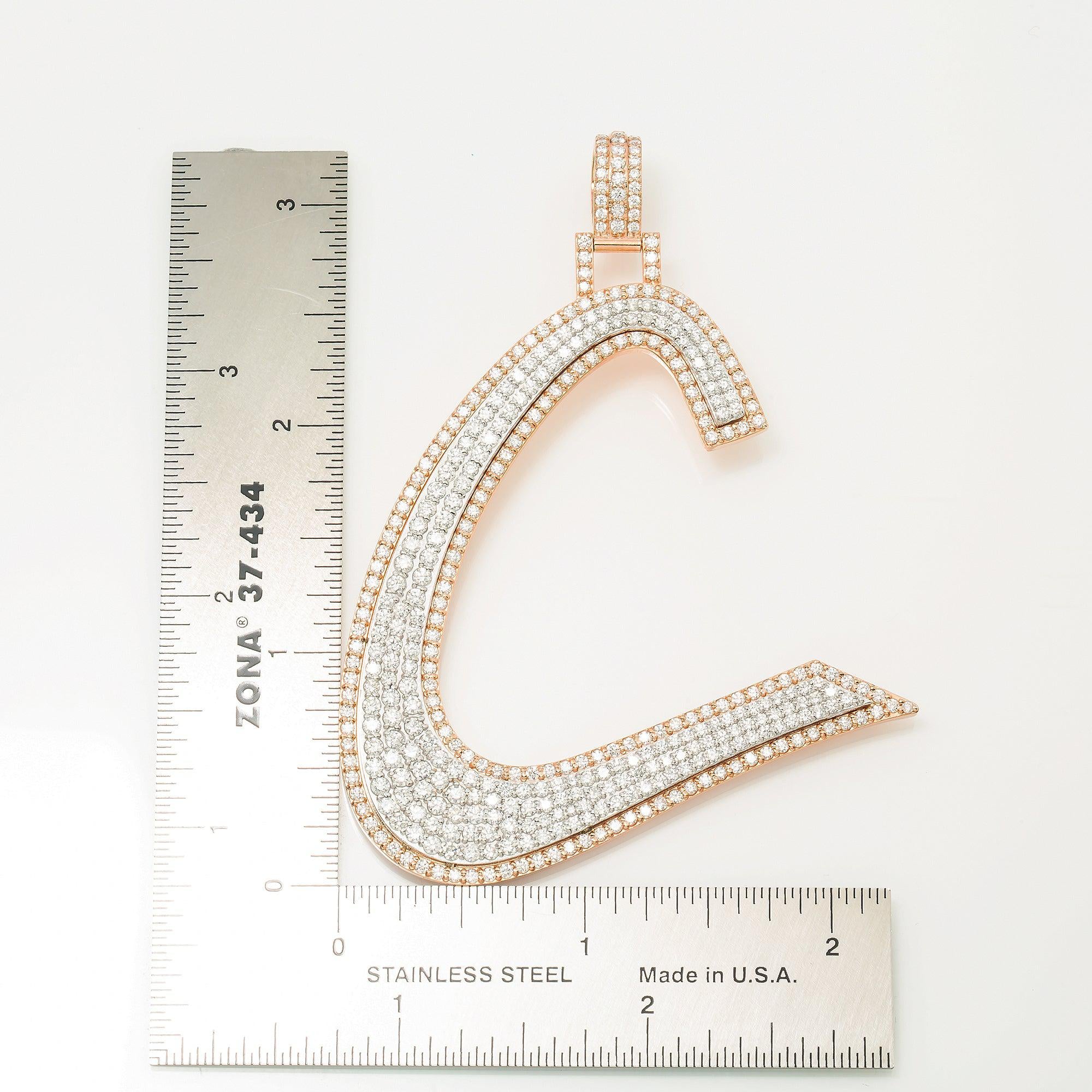 14K ROSE GOLD DIAMOND INITIAL C PENDANT
