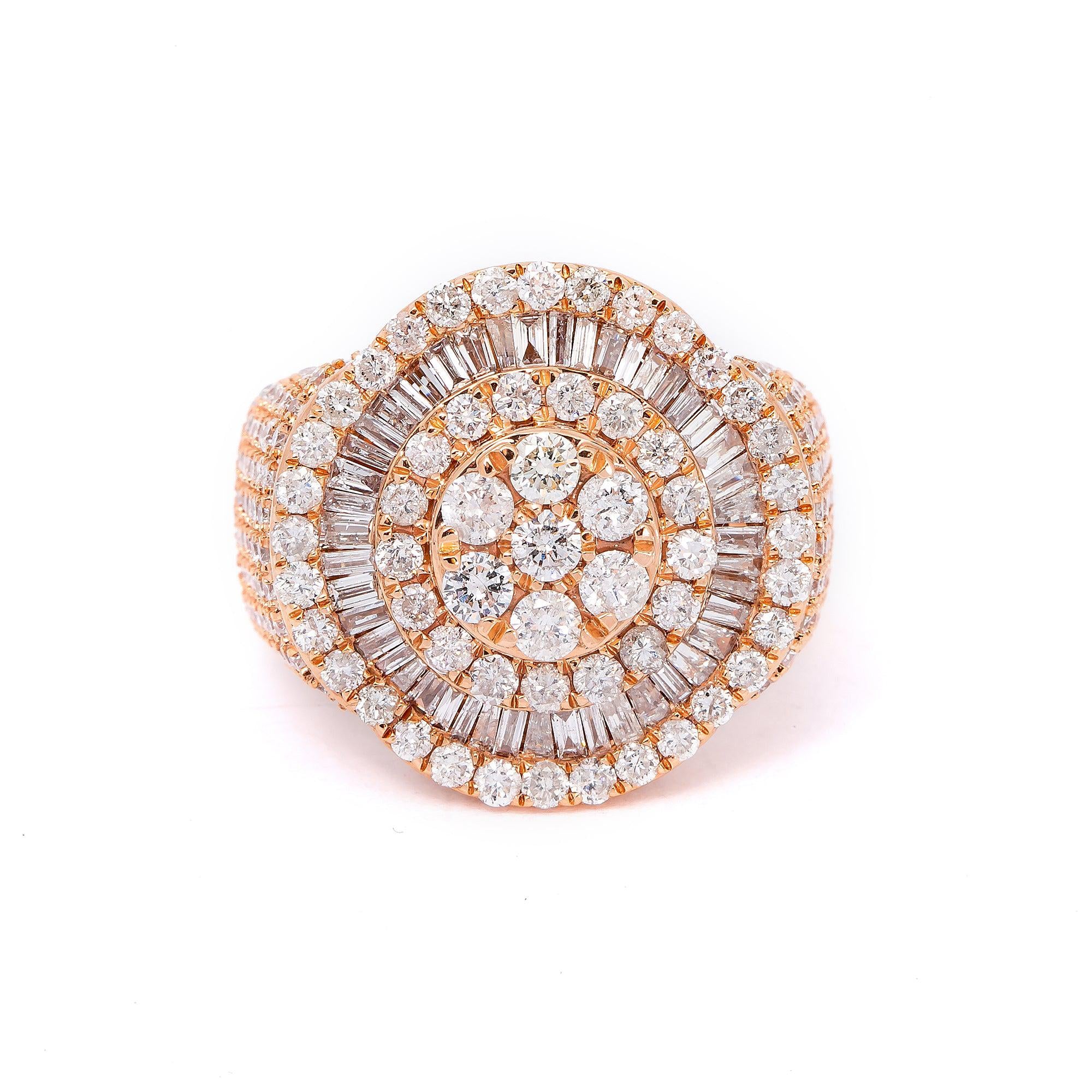 MEN'S 14K ROSE GOLD RING WITH 4.61 CT DIAMONDS