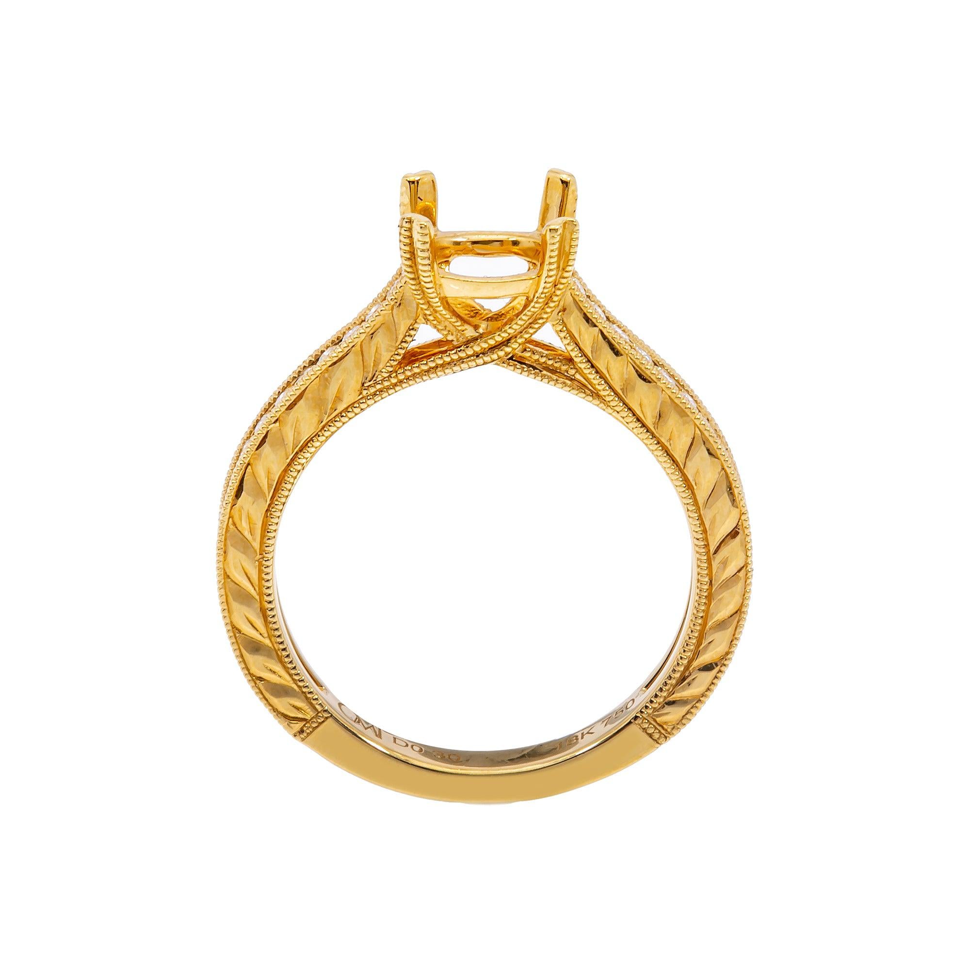 18K Yellow Gold Round Diamond Ring