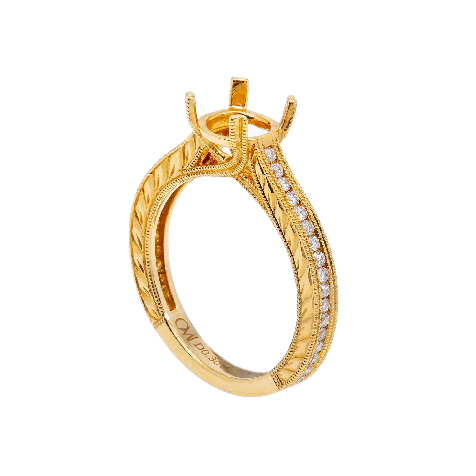18K Yellow Gold Round Diamond Ring