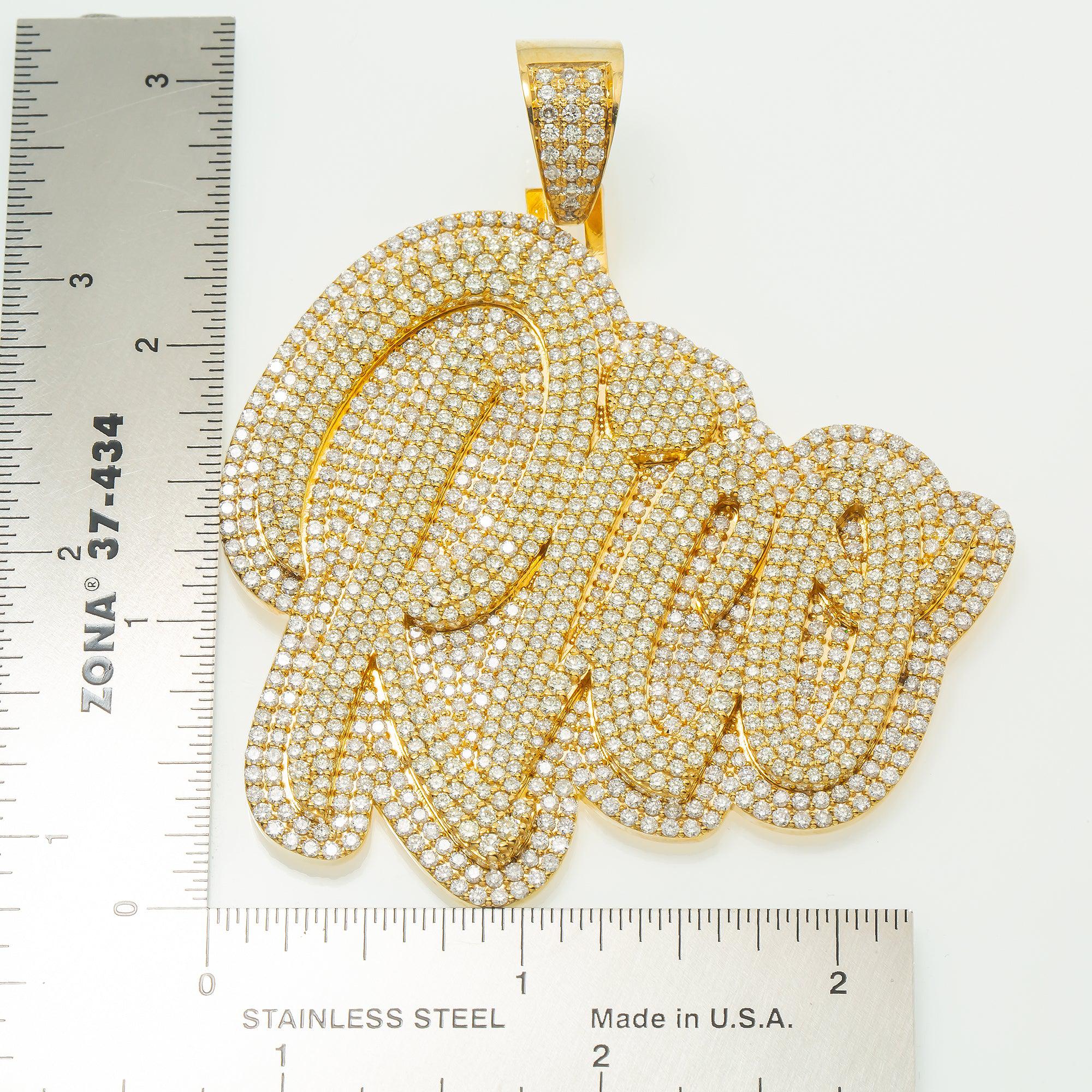 14K YELLOW GOLD DIAMOND NAME PENDANT