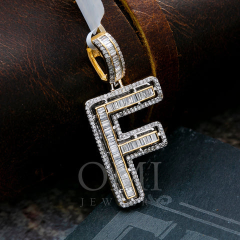 14K YELLOW GOLD UNISEX LETTER F WITH 0.94 CT DIAMONDS