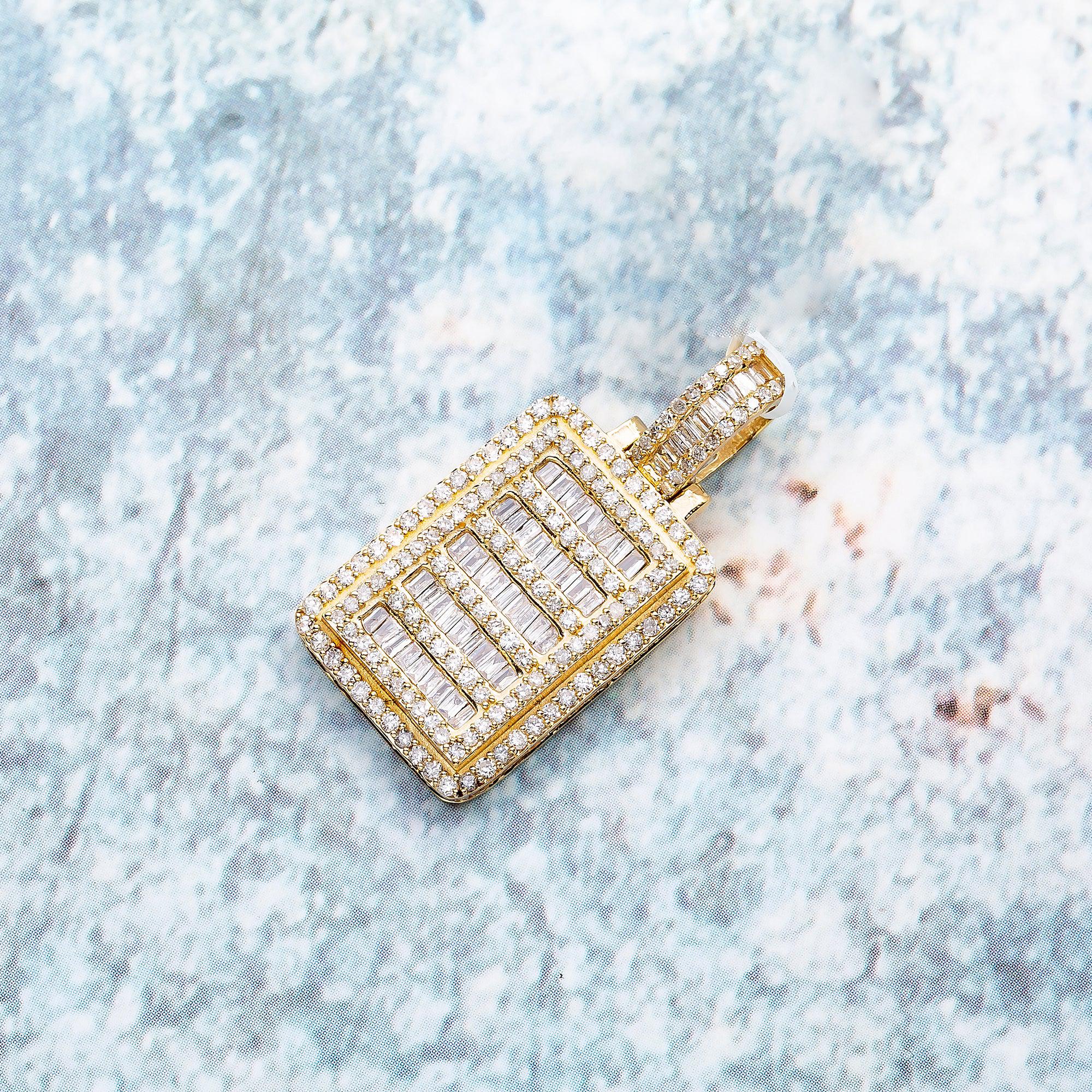 Unisex 14K Yellow Gold Pendant with 1.97 CT Diamonds