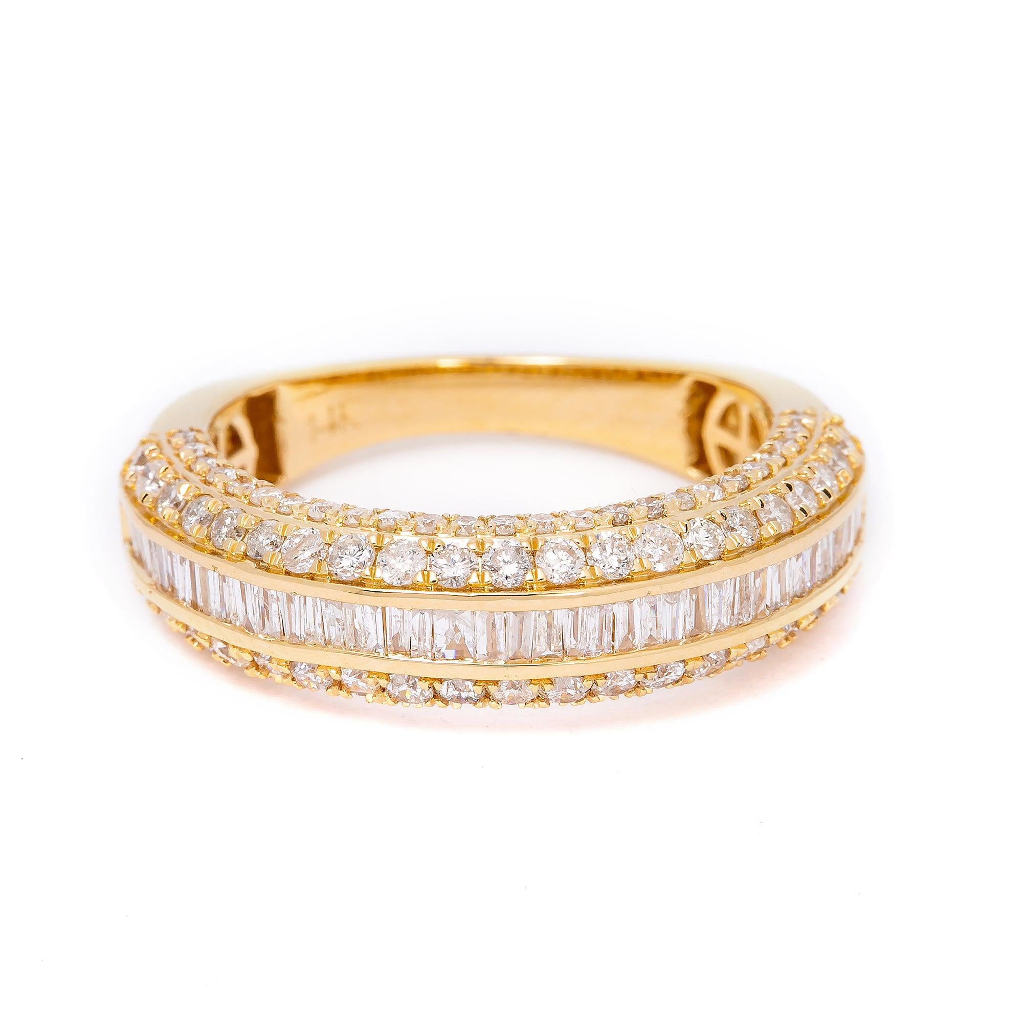 14K YELLOW GOLD MEN'S RING WITH 1.88 CT BAGUETTE DIAMONDS