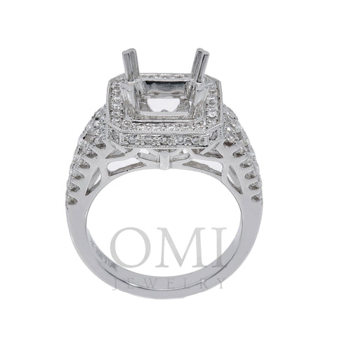 18K White Gold Rectangular Diamond Semi-Mount Ring