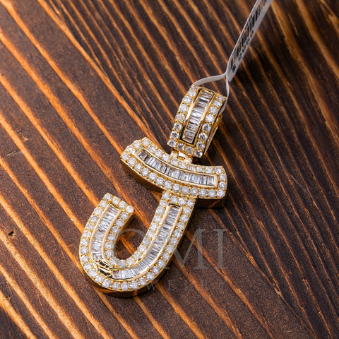 14K YELLOW GOLD UNISEX LETTER J WITH 1.81 CT DIAMONDS
