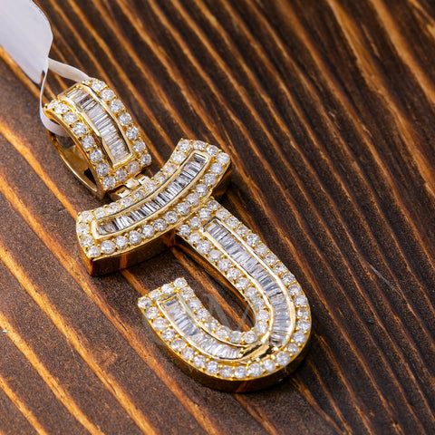 14K YELLOW GOLD UNISEX LETTER J WITH 1.81 CT DIAMONDS