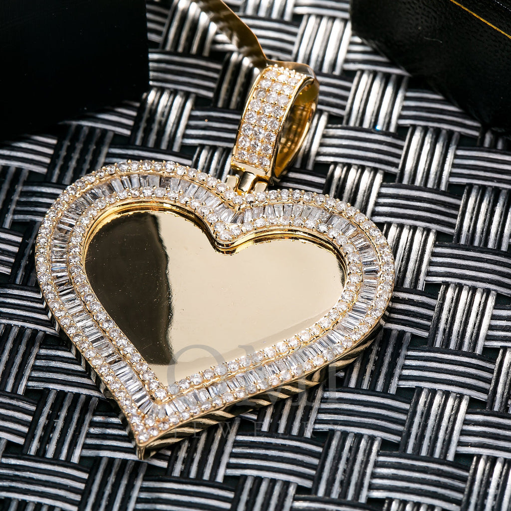 14K YELLOW GOLD DIAMOND CUSTOM HEART PICTURE PENDANT 2.33 CT