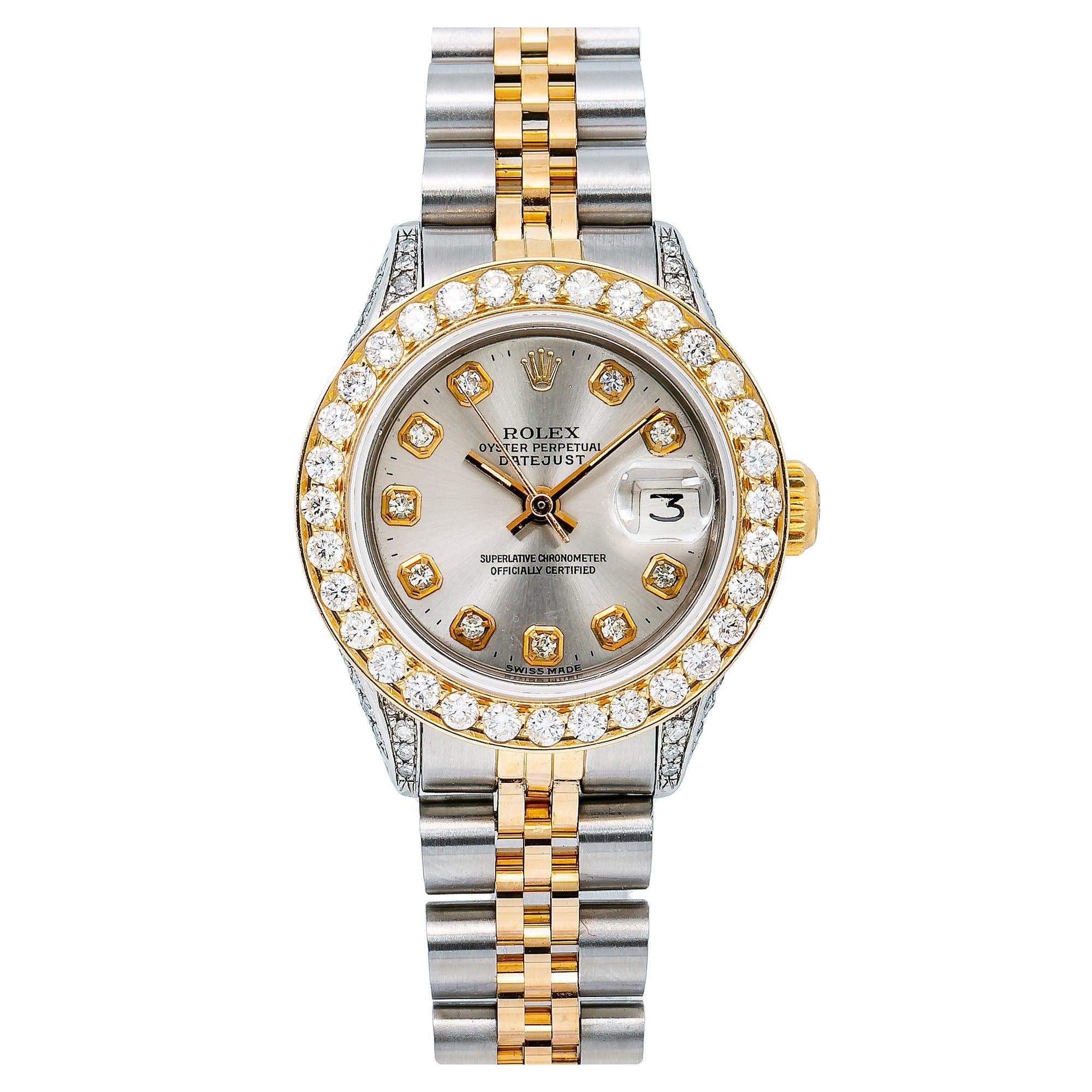 Rolex Datejust 26MM 6917 Silver Diamond Dial Diamond Bezel Two Tone Jubilee Bracelet