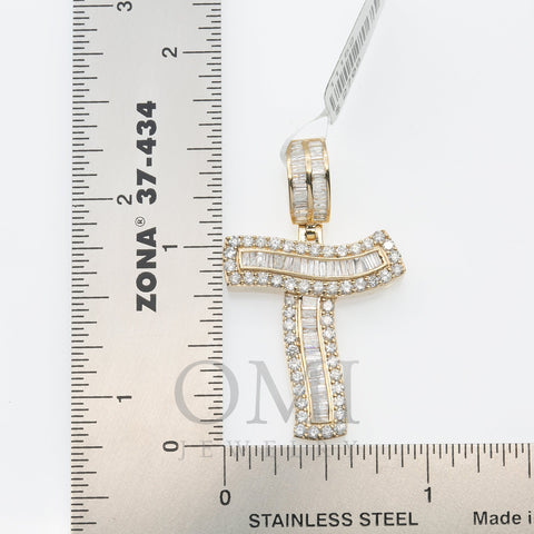 14K YELLOW GOLD UNISEX LETTER T WITH 1.77 CT DIAMONDS