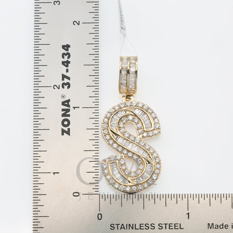 14K YELLOW GOLD UNISEX LETTER S WITH 2.57 CT DIAMONDS