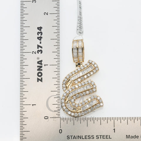 14K YELLOW GOLD UNISEX LETTER E WITH 2.01 CT DIAMONDS
