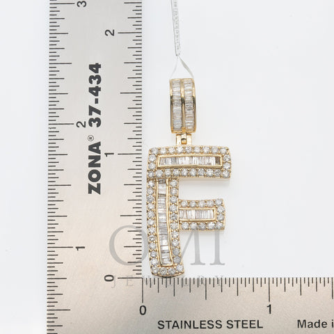 14K YELLOW GOLD UNISEX LETTER F WITH 1.97 CT DIAMONDS