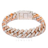 14K GOLD TWO-TONE CUBAN BRACELET AND LOCK WITH BAGUETTE DIAMONDS