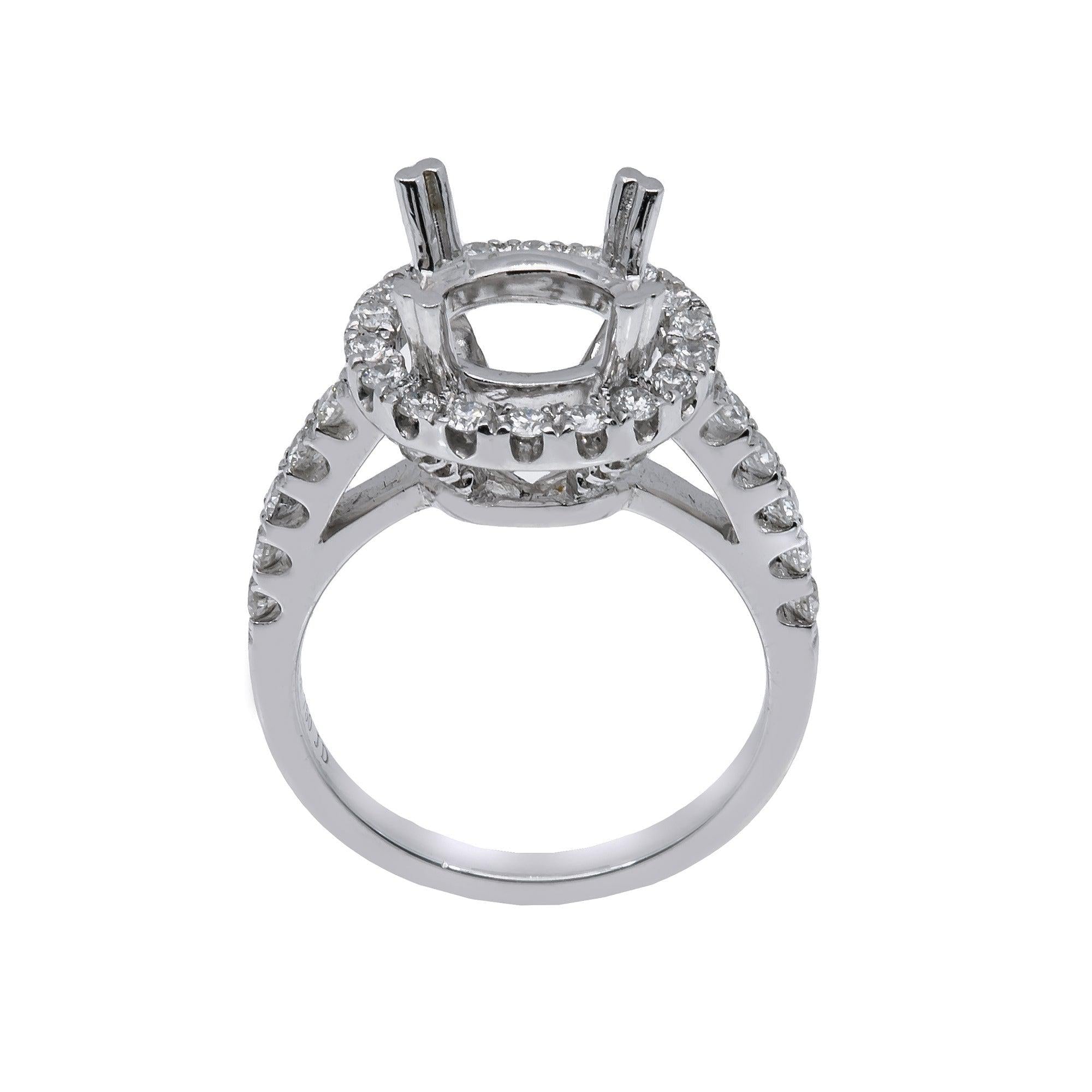 18K White Gold Round Diamond Semi-Mount Ring