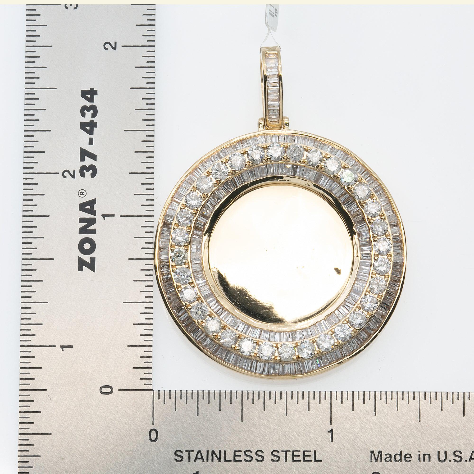 14K YELLOW GOLD BAGUETTE DIAMOND PICTURE PENDANT