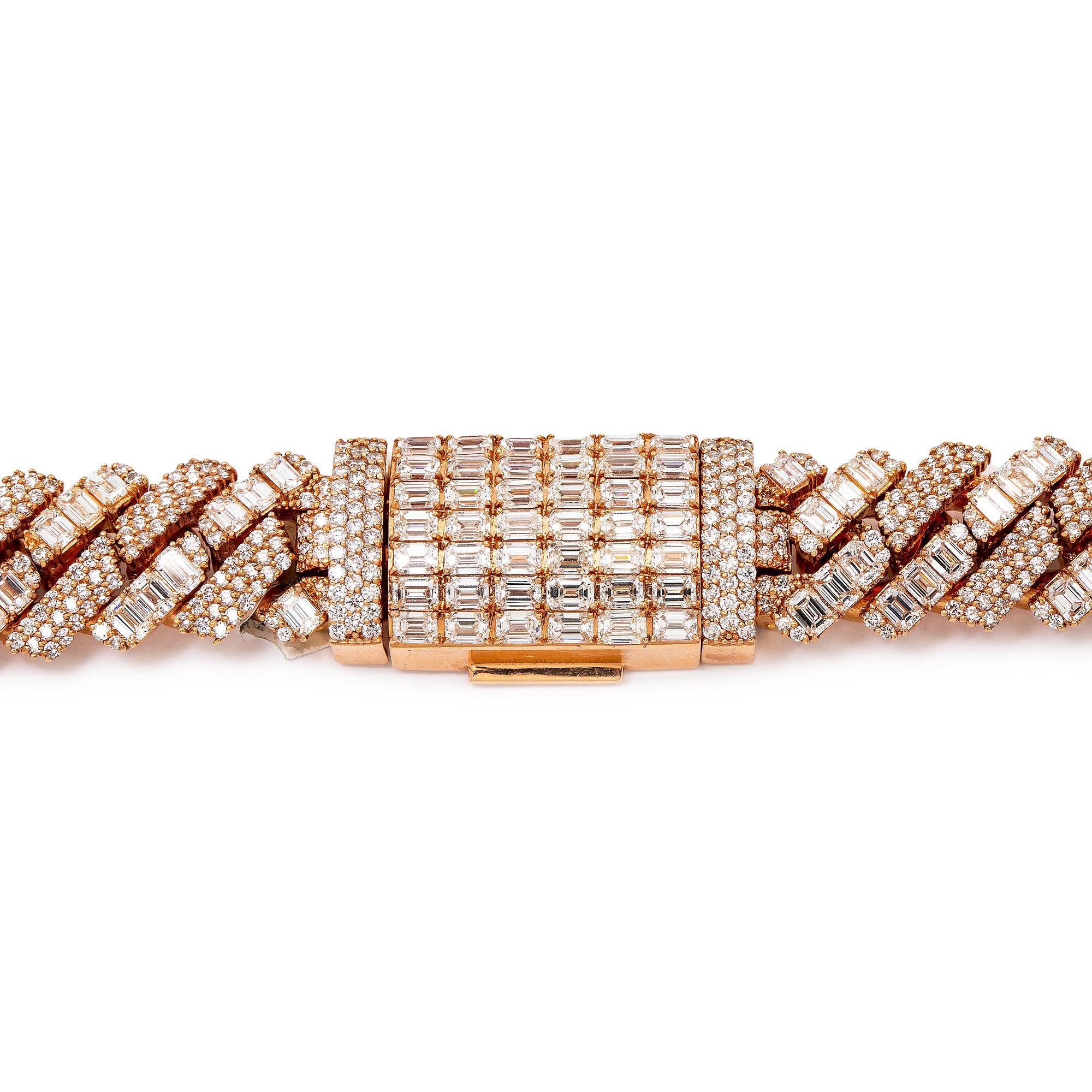 14K ROSE GOLD CUBAN CHAIN WITH 62.45 CT DIAMONDS