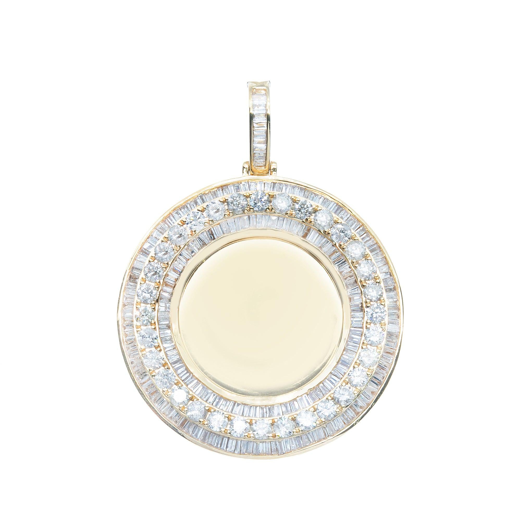 14K YELLOW GOLD BAGUETTE DIAMOND PICTURE PENDANT