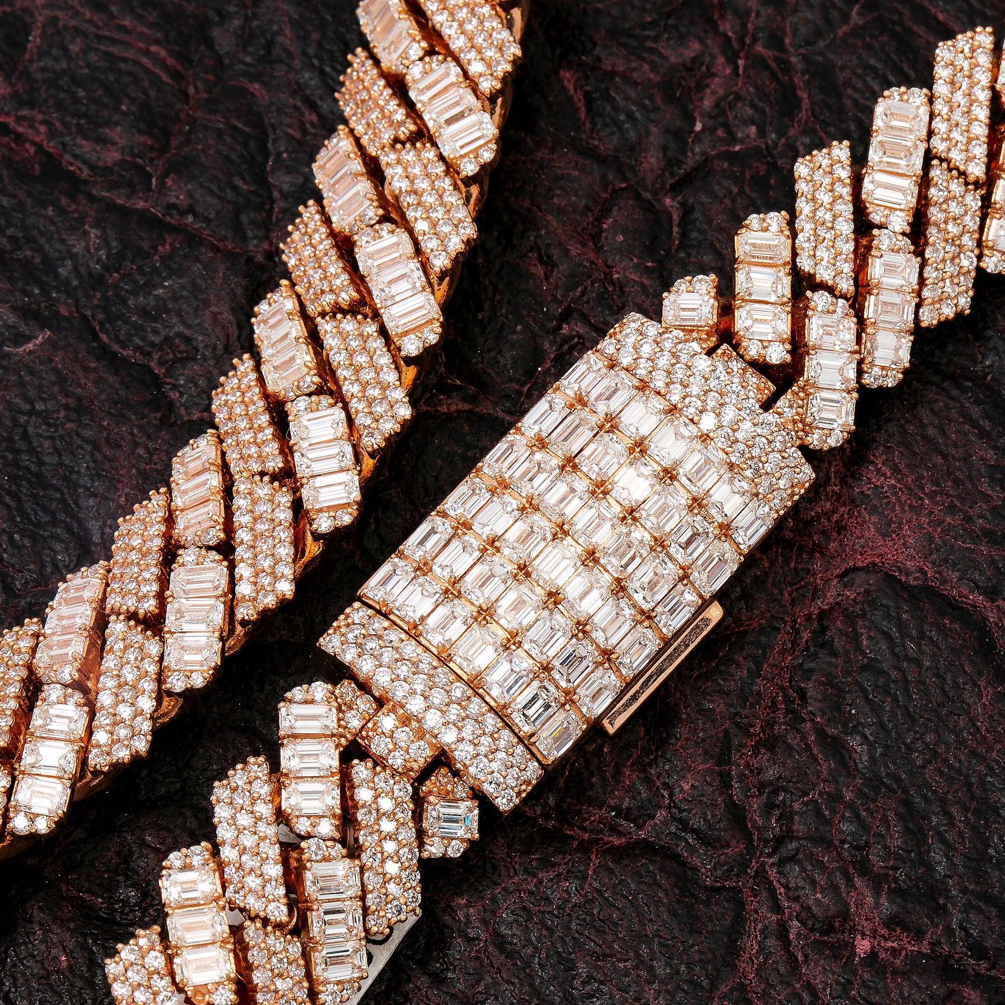 14K ROSE GOLD CUBAN CHAIN WITH 62.45 CT DIAMONDS