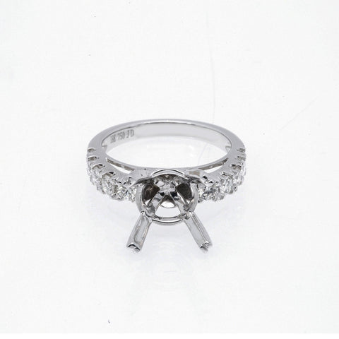 18K White Gold Round Diamond Semi-Mount Ring