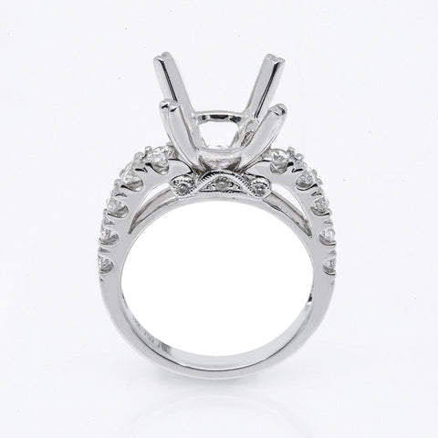 18K White Gold Round Diamond Semi-Mount Ring