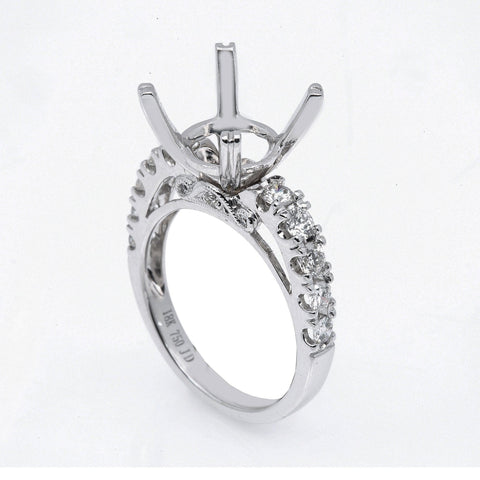 18K White Gold Round Diamond Semi-Mount Ring