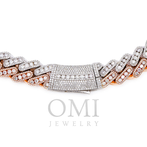 14K ROSE & WHITE GOLD CUBAN CHAIN WITH 52.10 CT DIAMONDS
