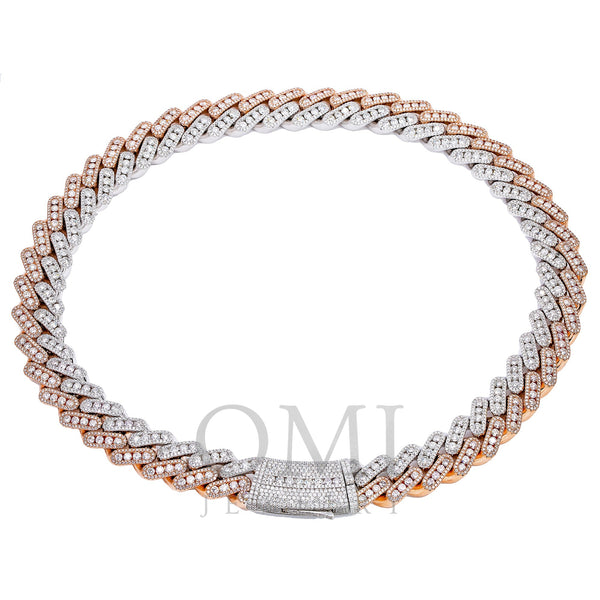 14K ROSE & WHITE GOLD CUBAN CHAIN WITH 52.10 CT DIAMONDS