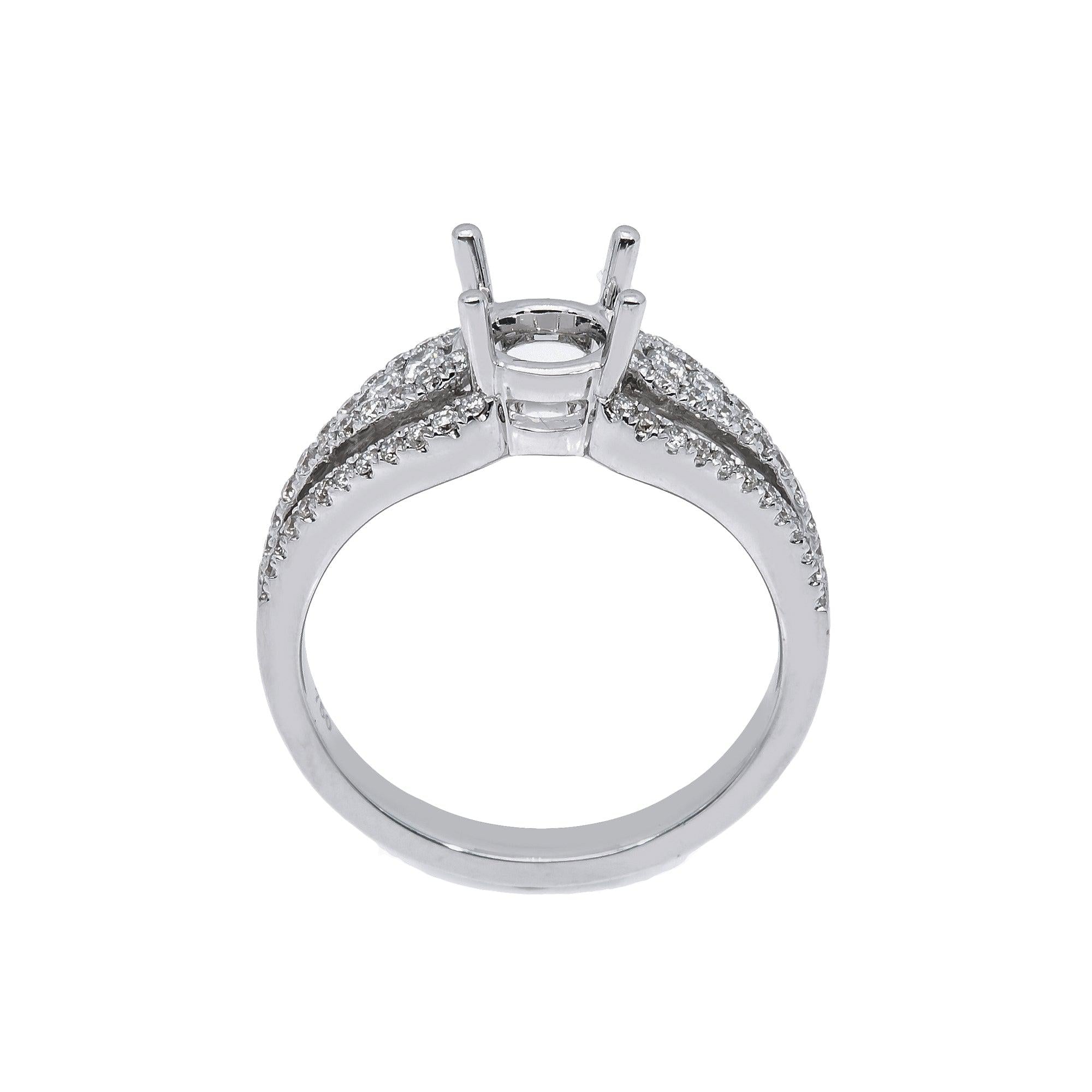 18K White Gold Round Diamond Semi-Mount Ring