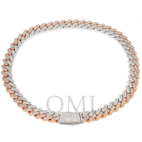 14K ROSE & WHITE GOLD CUBAN CHAIN WITH 34.60 CT DIAMONDS