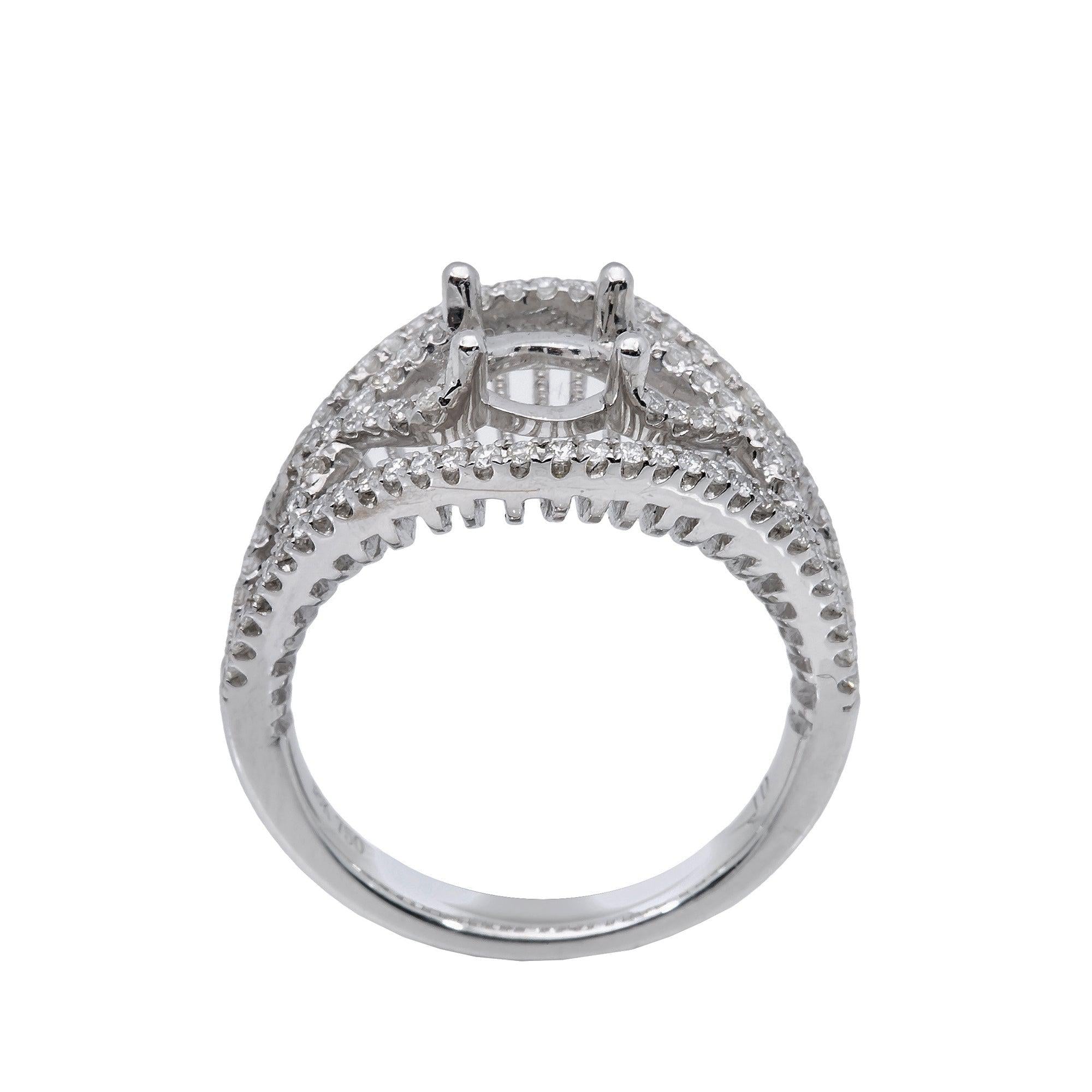 18K White Gold Round Diamond Semi-Mount Ring