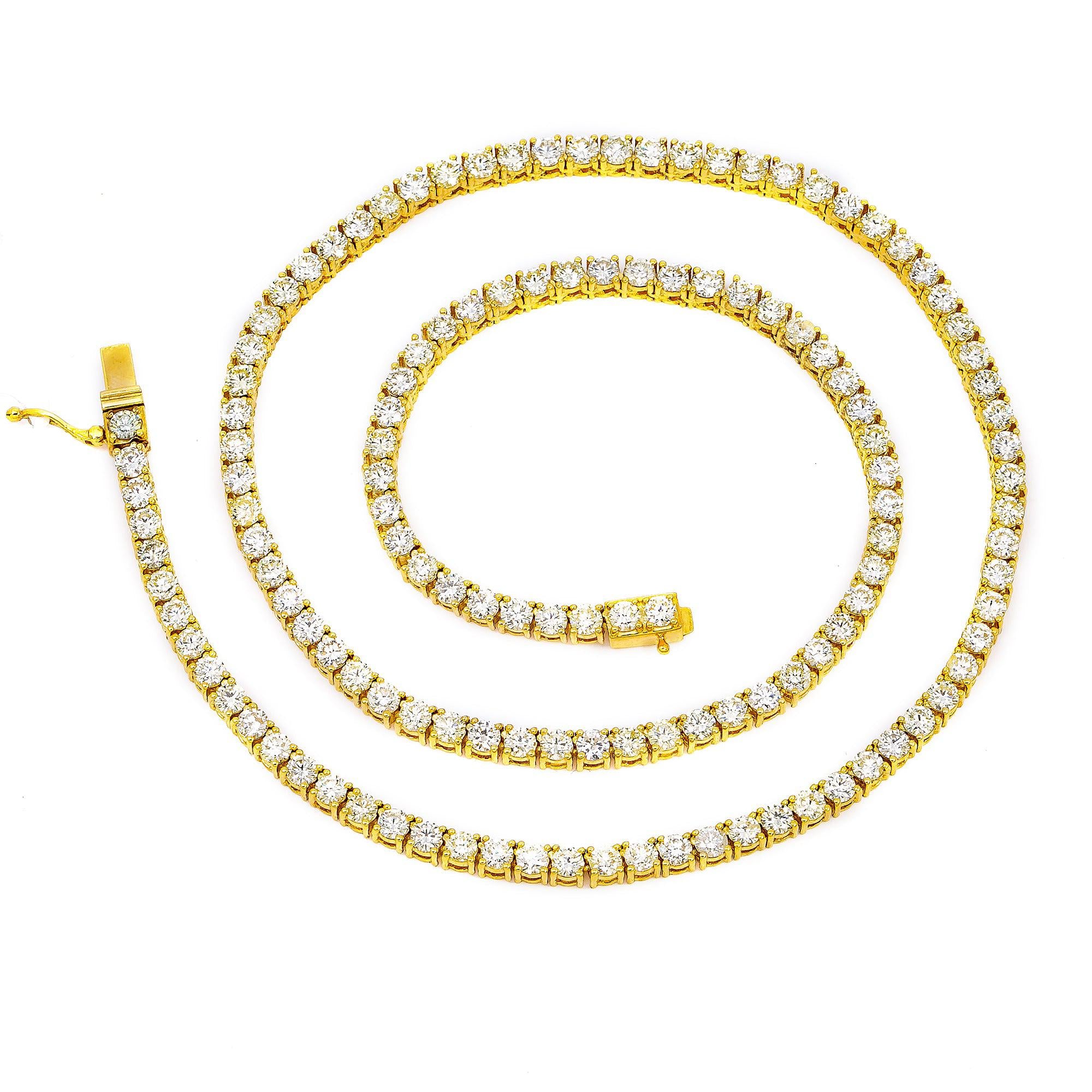 14K Yellow Gold Unisex Tennis Chain With 26 CT Diamonds