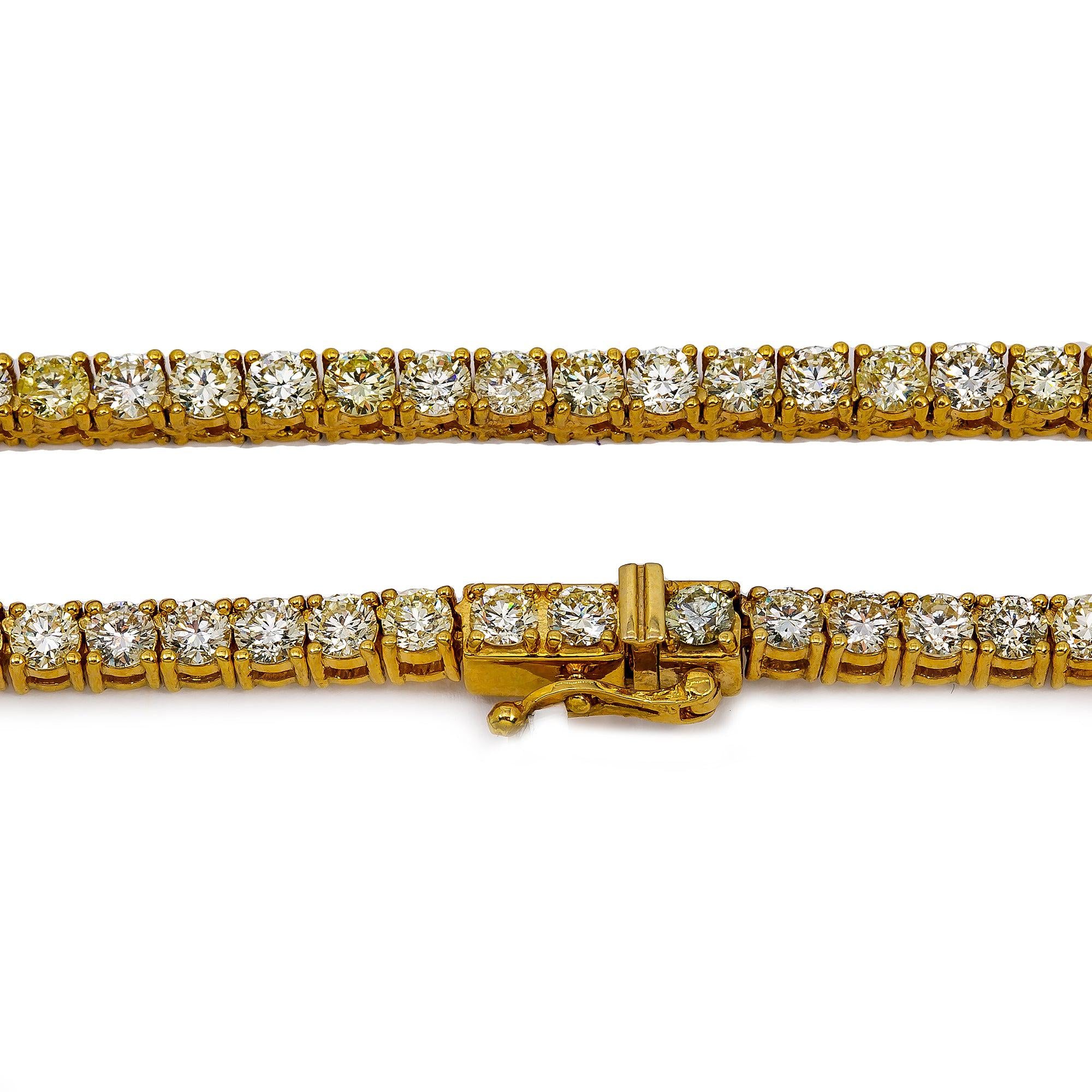 14K Yellow Gold Unisex Tennis Chain With 26 CT Diamonds