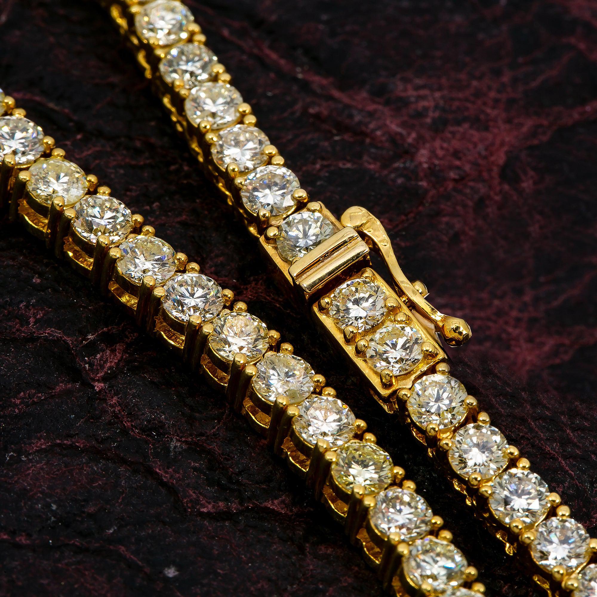 14K Yellow Gold Unisex Tennis Chain With 26 CT Diamonds