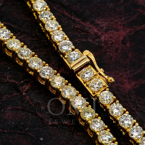 14K Yellow Gold Unisex Tennis Chain With 26 CT Diamonds