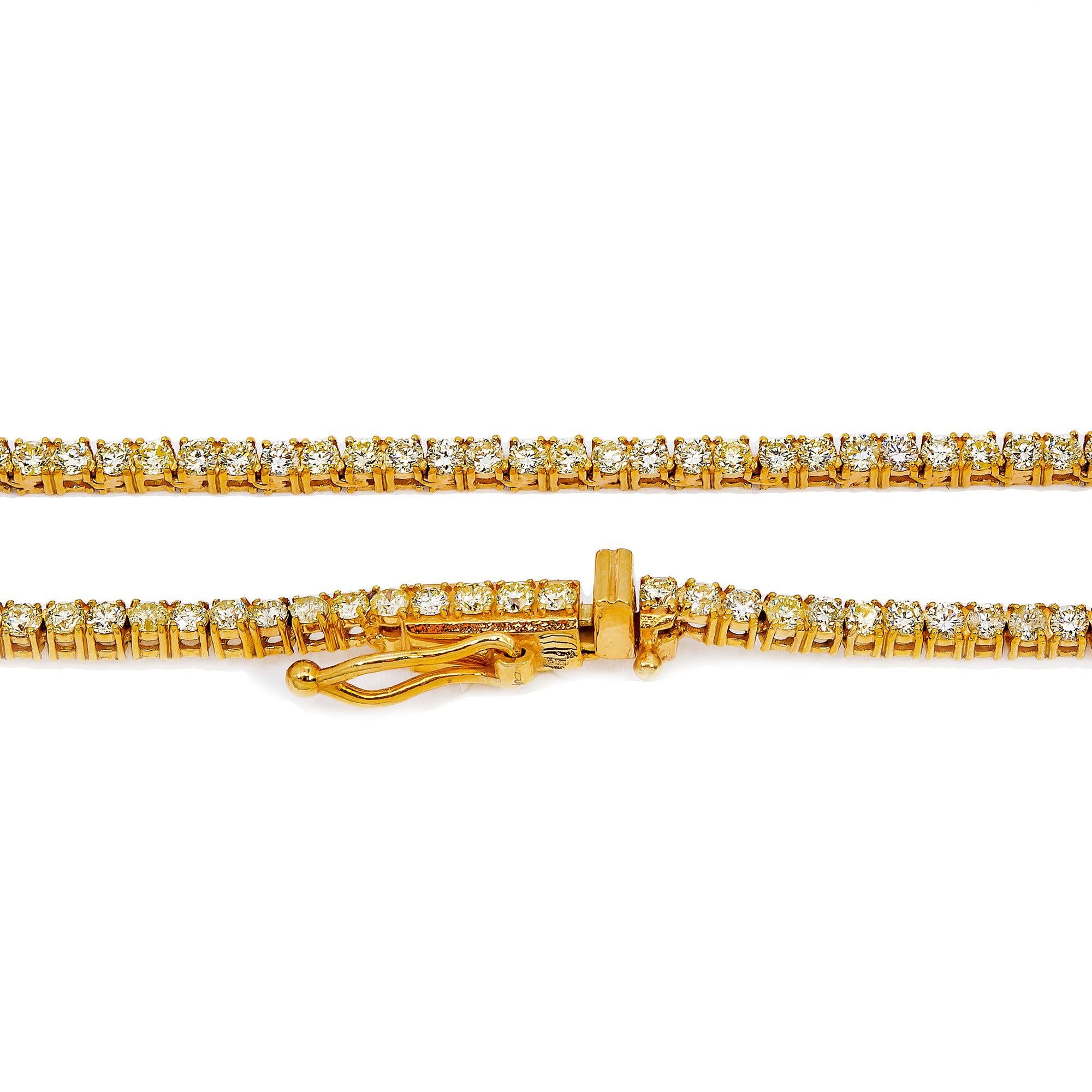 14K Yellow Gold Unisex Tennis Chain With 10 CT Diamonds
