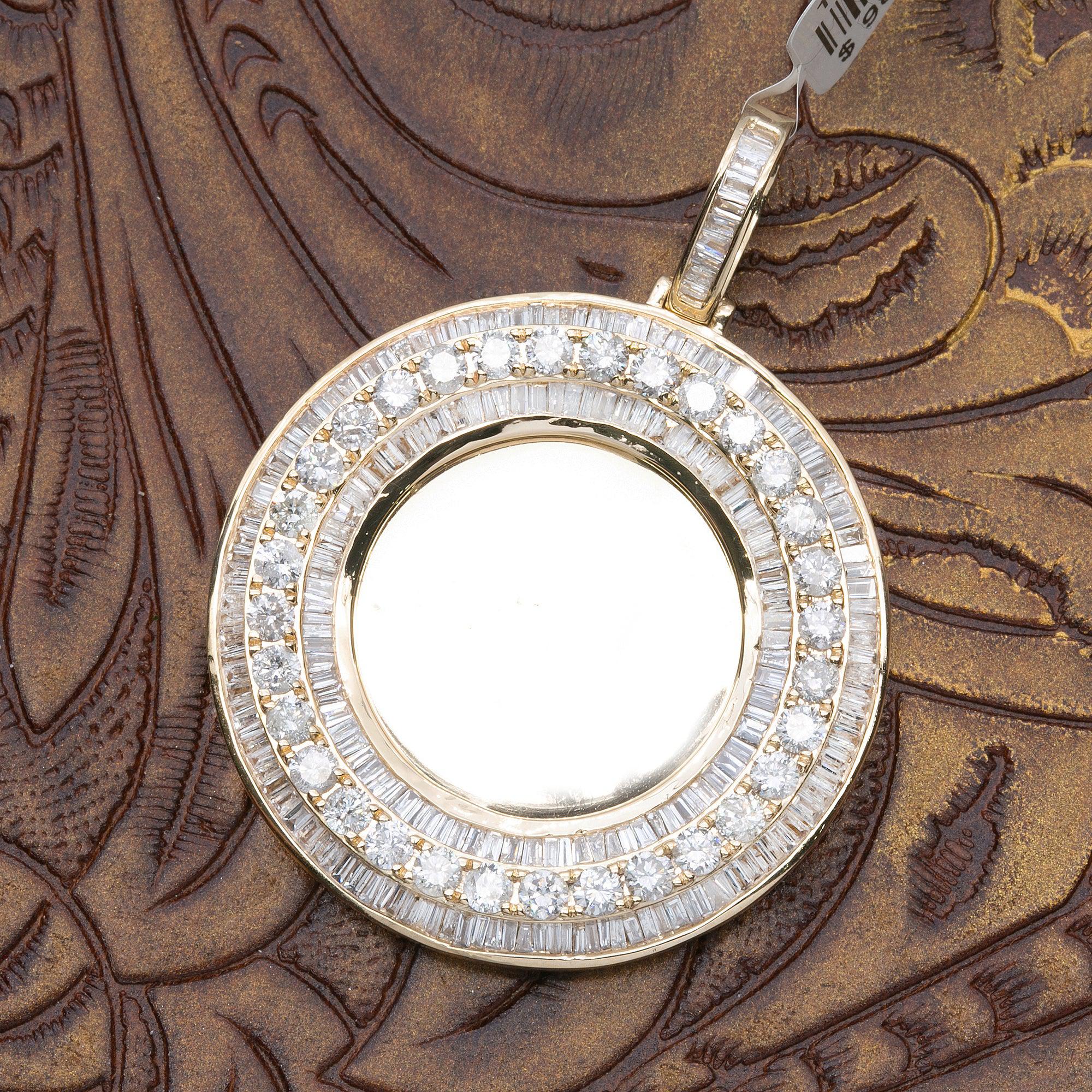 14K YELLOW GOLD BAGUETTE DIAMOND PICTURE PENDANT