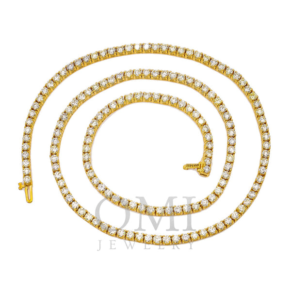 14K Yellow Gold Unisex Tennis Chain With 20 CT Diamonds