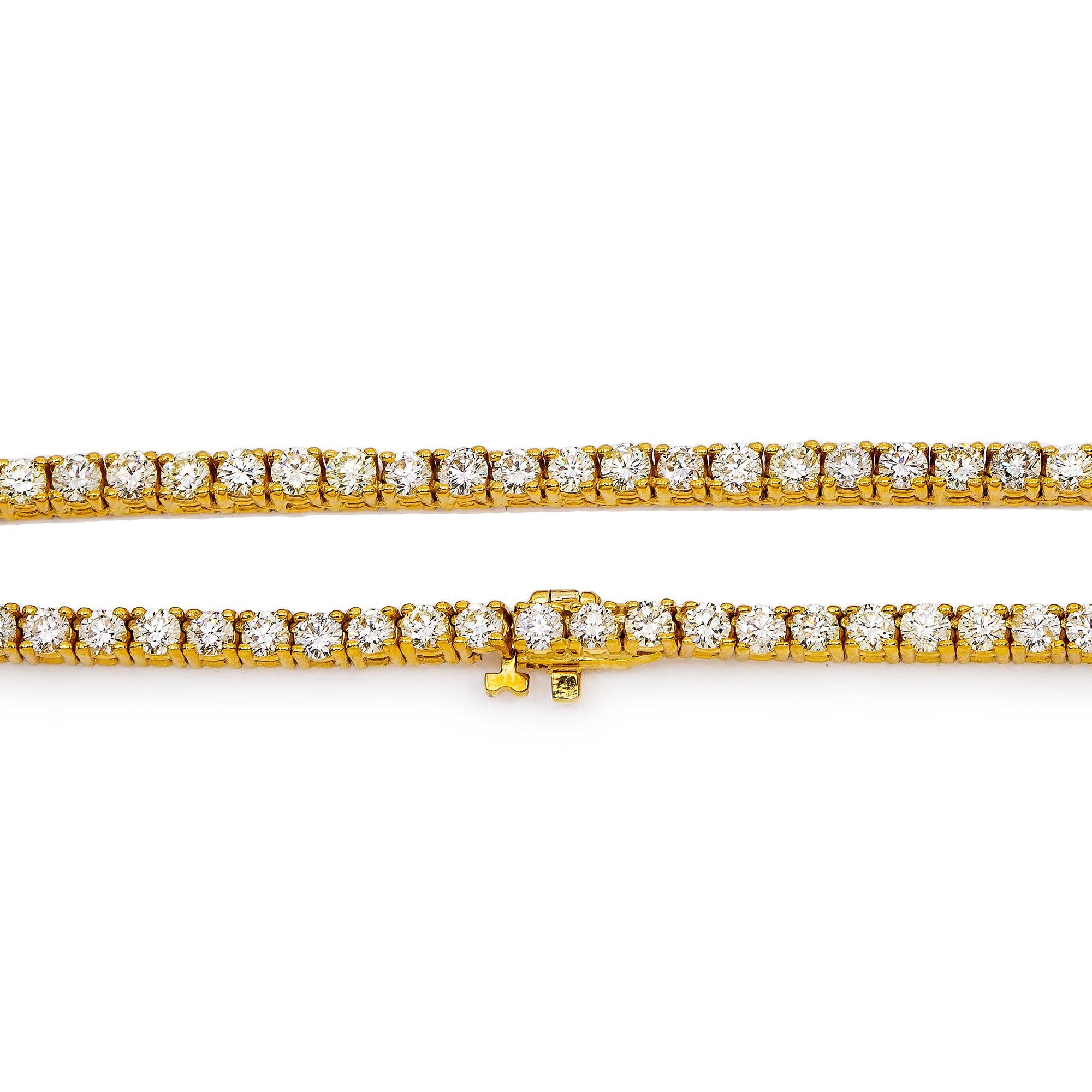 14K Yellow Gold Unisex Tennis Chain With 20 CT Diamonds