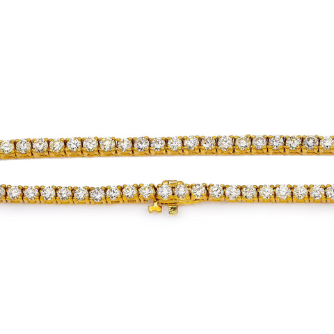 14K Yellow Gold Unisex Tennis Chain With 20 CT Diamonds