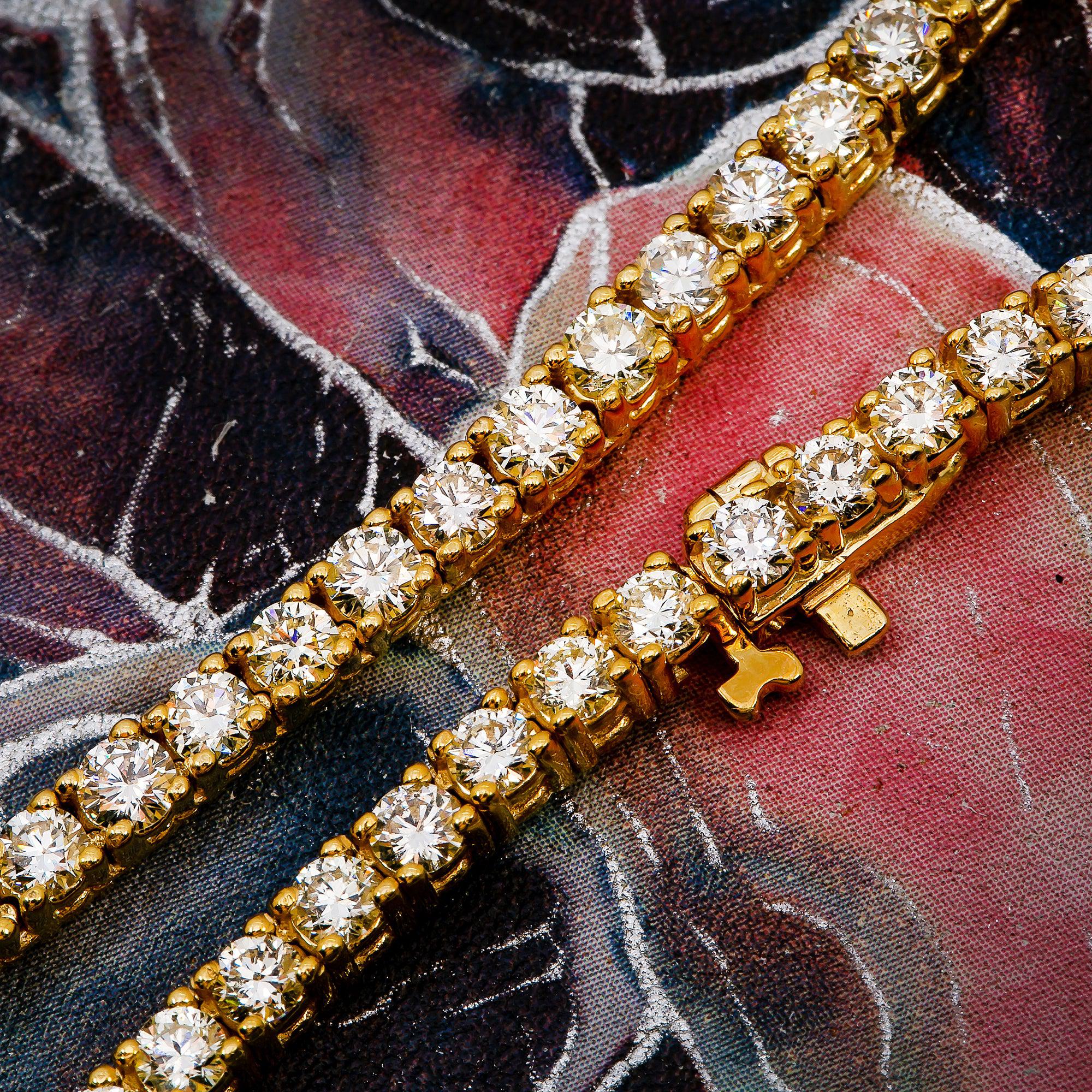 14K Yellow Gold Unisex Tennis Chain With 20 CT Diamonds