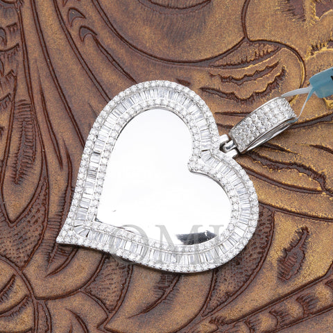 14K WHITE GOLD CUSTOM DIAMOND HEART PICTURE PENDANT 2.07 CT